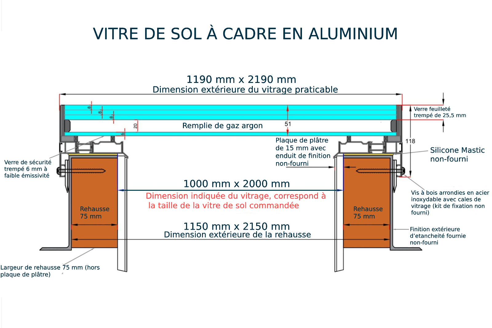 Vitre de Sol Plus 100x200 cm